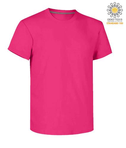 T-shirt girocollo a maniche corte uomo da lavoro in cotone, colore fucsia