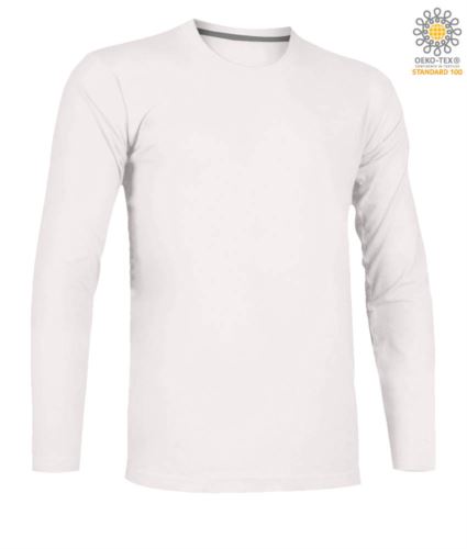 T-shirt girocollo manica lunga in cotone. Colore bianco