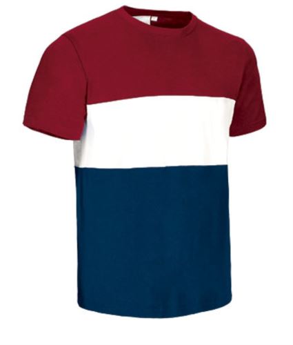 T-shirt in jersey a maniche corte Bordeaux/Bianco/Blu Navy