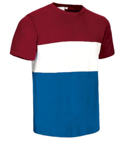 T-shirt in jersey a maniche corte Bordeaux/Bianco/Azzurro Royal