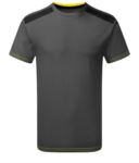 T-Shirt a manica corta bicolore blu e grigia con cuciture rosse ROHH112.GRGI