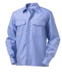 Camicia a manica lunga trivalente multi pro, due taschini, cuciture in contrasto, colore azzurro, certificata EN 1149-5, EN 13034, EN 11612: 2009 SI25CM0202.BLU