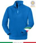 felpa da lavoro a zip corta made in Italy all'ingrosso colore blu royal tricolore JR988262.AZ
