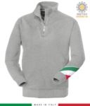 felpa da lavoro a zip corta made in Italy all'ingrosso colore grigio mélange con tricolore JR988261.GRM