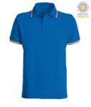Polo manica corta con profilo tricolore sul colletto e fondo manica, in cotone. Colore azzurro royal JR988442.AZ