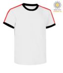 T-shirt girocollo da lavoro, colletto e fondo manica in contrasto e strisce di colore sulle spalle, colore nero JR988595.BI