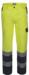 Pantalone alta visibilità bicolore con doppia banda su fondo gamba, certificata EN 20471, colore giallo/blu ROA00130.GI