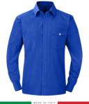 Camicia ignifuga, antistatica, antiacido a manica lunga, taschino sul petto, Made in Italy, certificata EN 1149-5, EN 13034, EN 14116: 2008, colore azzurro royal RU801T54.AZ