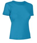 T-Shirt donna maniche corte, collo dello stesso tessuto della maglia, colore Indigo X-CTW012.441