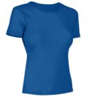 T-Shirt donna maniche corte, collo dello stesso tessuto della maglia, colore Indigo X-CTW012.450