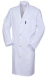 Camice donna, manica lunga, chiusura bottoni, taschino applicato, due tasche laterali, polsini con elastico, colore blu navy, certificato CE ROA60107.BI