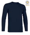 T-Shirt a manica lunga, girocollo, 100% Cotone, colore blu navy X-CTU003.003
