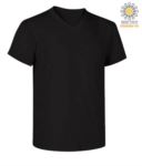 T-Shirt manica corta con scollo a V, in cotone. Colore nero X-CTU006.002