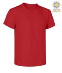 T-Shirt manica corta con scollo a V, in cotone. Colore rosso X-CTU006.004