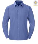 Camicia da uomo a manica lunga per divisa elegante colore blu X-RJ936M.BLU