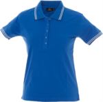 Polo manica corta in jersey donna, cinque bottoni, colletto e fondo manica in rib con doppio piping, colore azzurro royal JR988972.AZ