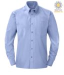 camicia elegante da uomo a manica lunga colore blu Oxford X-F65114.BLUOXFORD