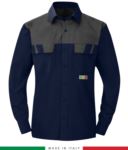 Camicia trivalente bicolore, maniche lunghe, due tasche sul petto, Made in Italy, certificata EN 1149-5, EN 13034, EN 14116: 2008, colore blu navy/rosso RU801BICT54.BLGR