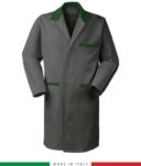 camice per lavoro da uomo bicolore grigio/verde con bottoni coperti RUBICOLOR.CAM.GRVEBR