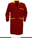 camice da lavoro per uomo in cotone colore rosso/grigio made in Italy RUBICOLOR.CAM.ROG