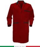 camice da lavoro per uomo in cotone colore rosso/grigio made in Italy RUBICOLOR.CAM.RON