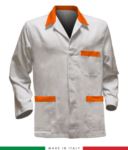 giacca da lavoro bianca con inserti grigi, tessuto Poliestere e cotone RUBICOLOR.GIA.BIA
