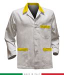 giacca da lavoro bianca con inserti gialli, tessuto Poliestere e cotone RUBICOLOR.GIA.BIG