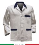 giacca da lavoro bianca con inserti grigi, tessuto Poliestere e cotone RUBICOLOR.GIA.BIBL