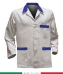 giacca da lavoro bianca con inserti grigi, tessuto Poliestere e cotone RUBICOLOR.GIA.BIAZ