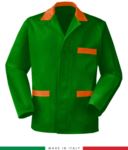 giacca da lavoro verde made in Italy, 100% cotone Massaua e due tasche RUBICOLOR.GIA.VEBRA