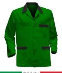 giacca da lavoro verde made in Italy, 100% cotone Massaua e due tasche RUBICOLOR.GIA.VEBRN