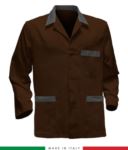 giacca da lavoro marrone, made in Italy, 100% cotone Massaua con due tasche RUBICOLOR.GIA.MAGR