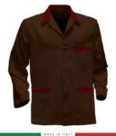 giacca da lavoro marrone, made in Italy, 100% cotone Massaua con due tasche RUBICOLOR.GIA.MAR