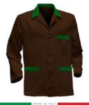 giacca da lavoro marrone, made in Italy, 100% cotone Massaua con due tasche RUBICOLOR.GIA.MAVEB