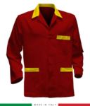 giacca da lavoro rossa con inserti gialli, made in Italy, 100% cotone Massaua con due tasche RUBICOLOR.GIA.ROG