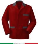 giacca da lavoro rossa con inserti rossi, made in Italy, 100% cotone Massaua con due tasche RUBICOLOR.GIA.ROGR