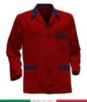 giacca da lavoro rossa con inserti gialli, made in Italy, 100% cotone Massaua con due tasche RUBICOLOR.GIA.ROBL