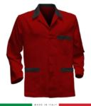 giacca da lavoro rossa con inserti grigi, made in Italy, 100% cotone Massaua con due tasche RUBICOLOR.GIA.RON