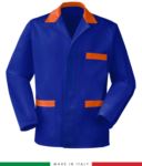 giacca da lavoro blu e arancio, made in Italy, tessuto Poliestere e cotone con due tasche RUBICOLOR.GIA.AZA