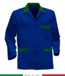giacca da lavoro blu e arancio, made in Italy, tessuto Poliestere e cotone con due tasche RUBICOLOR.GIA.AZVEBR