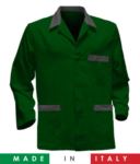giacca da lavoro verde con inserti gialli made in Italy, 100% cotone Massaua e due tasche RUBICOLOR.GIA.VEBGR