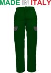 Pantaloni da lavoro bicolore verde, pantaloni da lavoro in cotone, pantaloni da lavoro con tasche laterali RUBICOLOR.PAN.VEBGR
