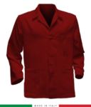 giacca da lavoro rossa con inserti grigi, made in Italy, 100% cotone Massaua con due tasche RUBICOLOR.GIA.RO