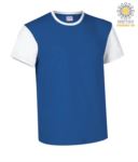 T-Shirt manica corta da lavoro bicolore, girocollo e maniche in contrasto, 100% Cotone. Colore grigio melange e blu JR990002.BR