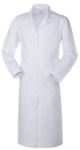 Camice donna medico, chiusura con bottoni, collo aperto, due tasche e un taschino applicati, spacco posteriore, cuciture in filo, colore bianco ROA63101