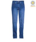 Pantaloni elastico da lavoro in jeans, multitasche, colore celeste PAMUSTANG.AZC