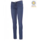 Pantaloni elastico da lavoro in jeans da donna, multitasche, colore celeste PAMUSTANGLADY.AZC