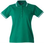 Polo manica corta in jersey donna, cinque bottoni, colletto e fondo manica in rib con doppio piping, colore verde Irlanda JR988976.IG