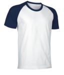 T-Shirt da lavoro manica corta, bicolore in jersey, colore celeste e blu navy VACAIMAN.BIN