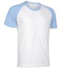 T-Shirt da lavoro manica corta, bicolore in jersey, colore celeste e blu navy VACAIMAN.BIC
